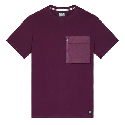 Berry - Front - Weekend Offender Mens Takaji Parachute Pocket T-Shirt
