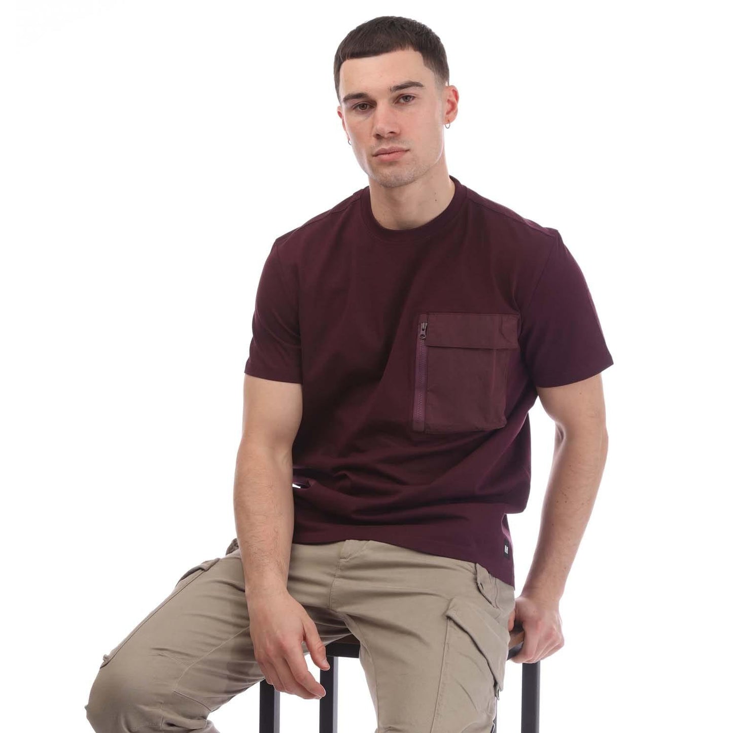 Burgundy - Lifestyle - Weekend Offender Mens Takaji Parachute Pocket T-Shirt