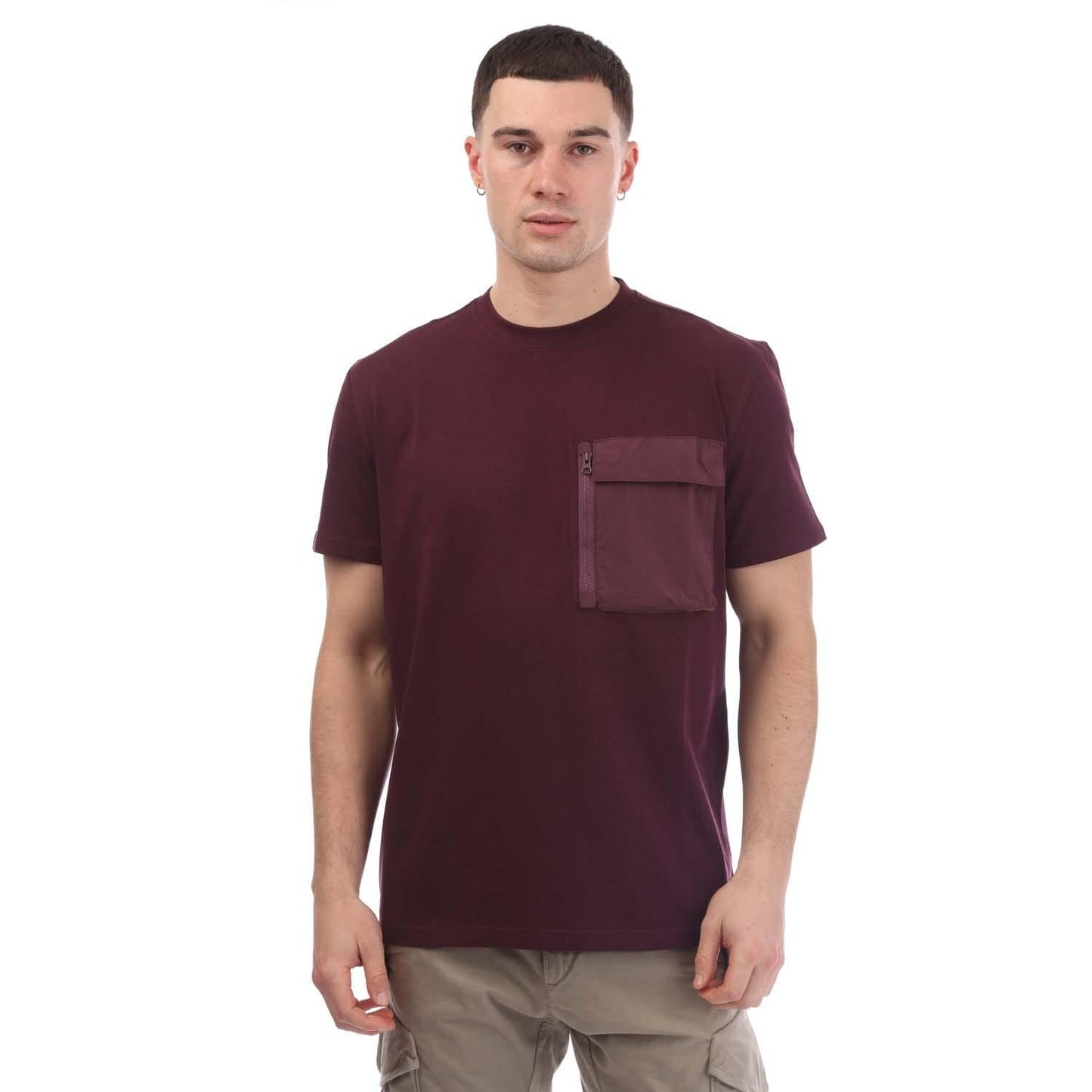 Burgundy - Front - Weekend Offender Mens Takaji Parachute Pocket T-Shirt