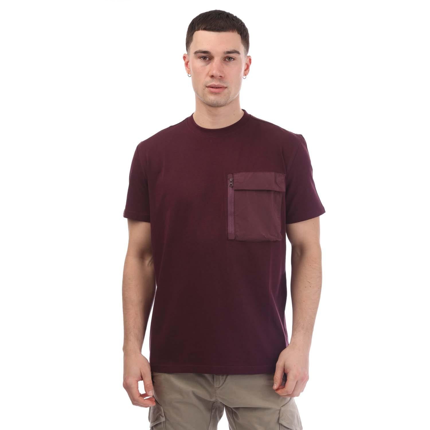 Burgundy - Front - Weekend Offender Mens Takaji Parachute Pocket T-Shirt