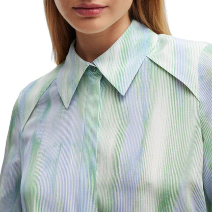 Blue-Green - Side - Boss Womens-Ladies Bacie Silk Blouse