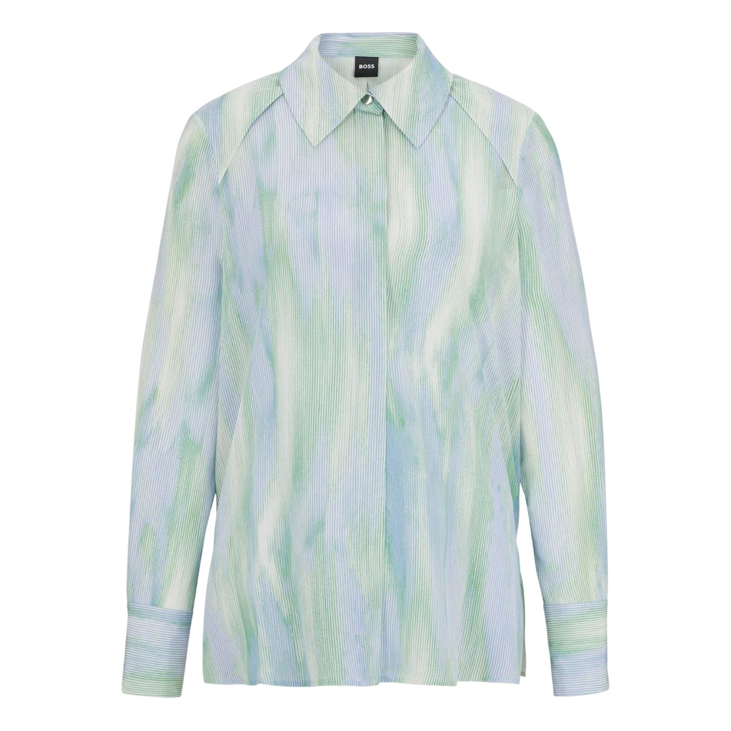 Blue-Green - Front - Boss Womens-Ladies Bacie Silk Blouse