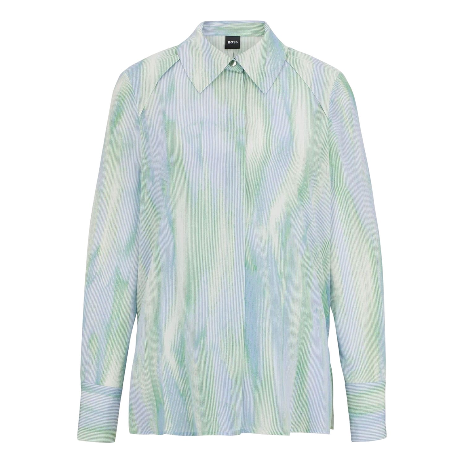 Blue-Green - Front - Boss Womens-Ladies Bacie Silk Blouse