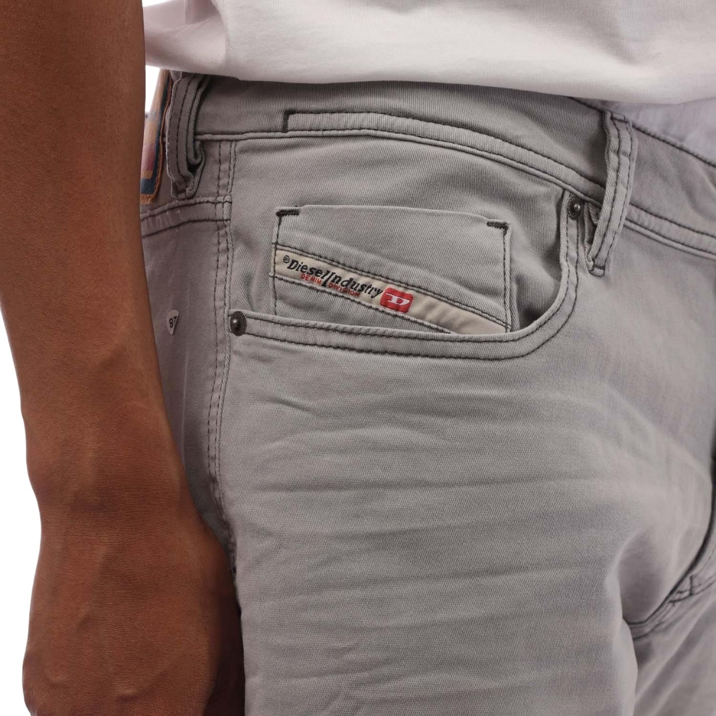 Grey - Side - Diesel Mens 1979 Sleenker Low Rise Skinny Jeans