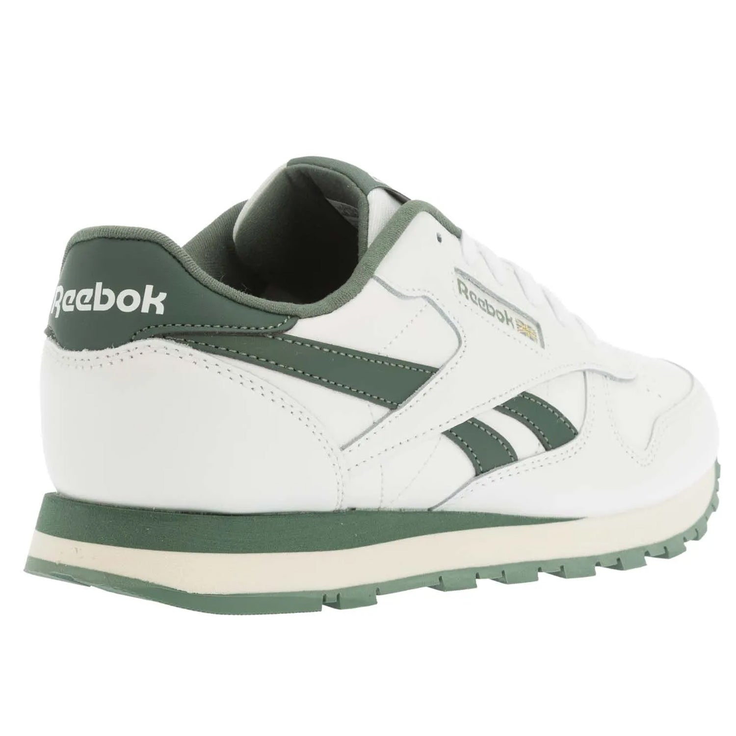 White-Forest Green - Back - Reebok Childrens-Kids Classic Leather Trainers