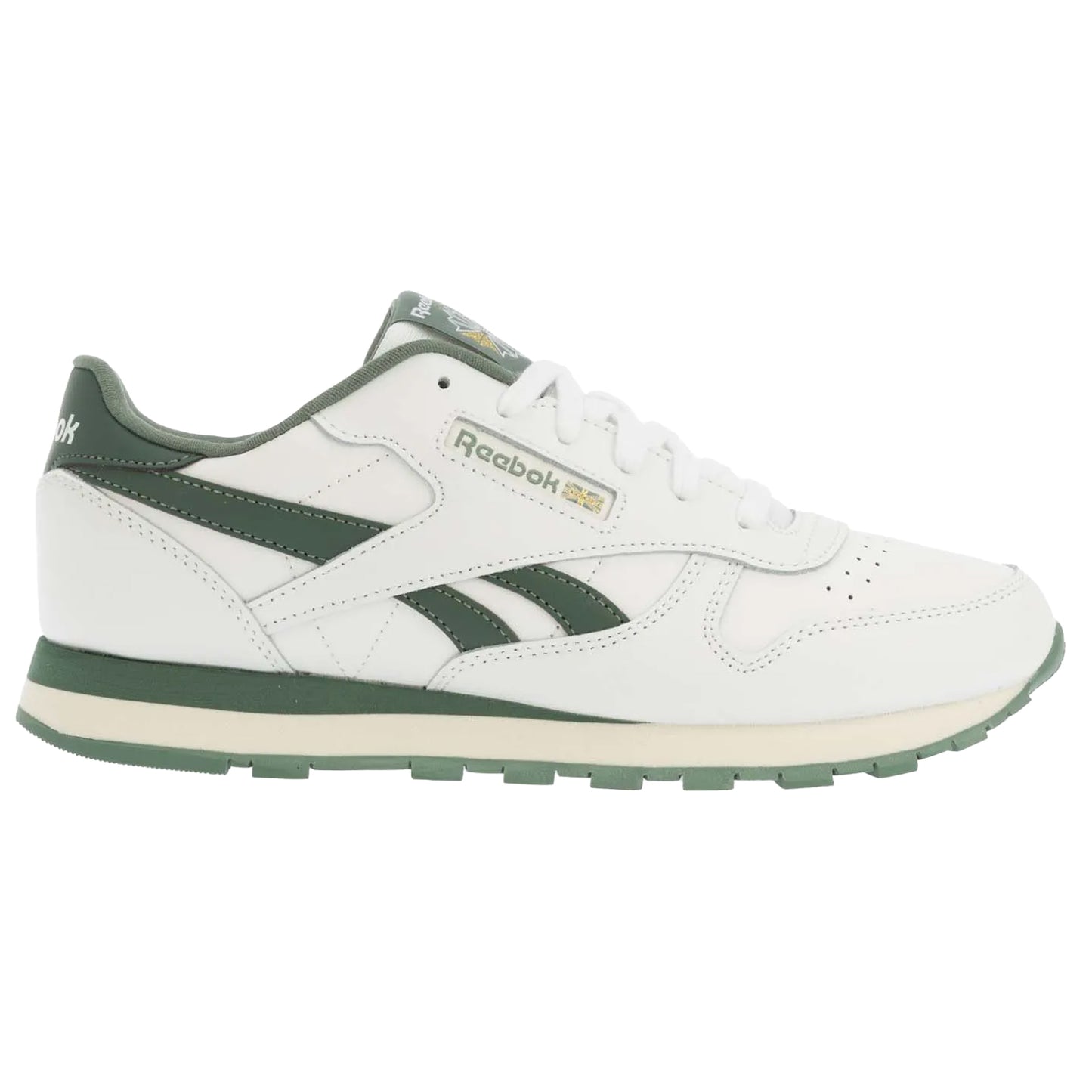 White-Forest Green - Side - Reebok Childrens-Kids Classic Leather Trainers