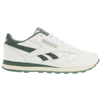 White-Forest Green - Side - Reebok Childrens-Kids Classic Leather Trainers