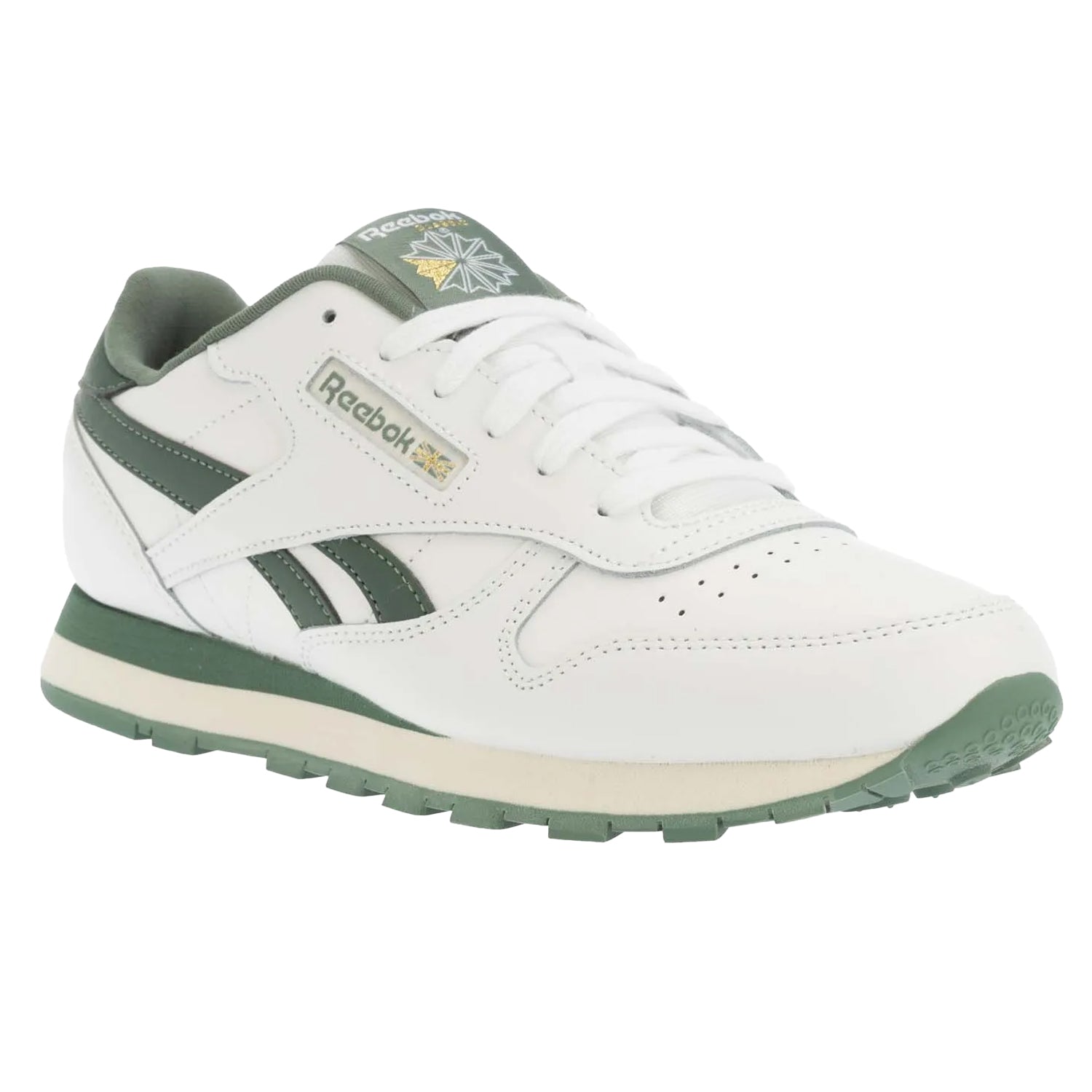 White-Forest Green - Front - Reebok Childrens-Kids Classic Leather Trainers