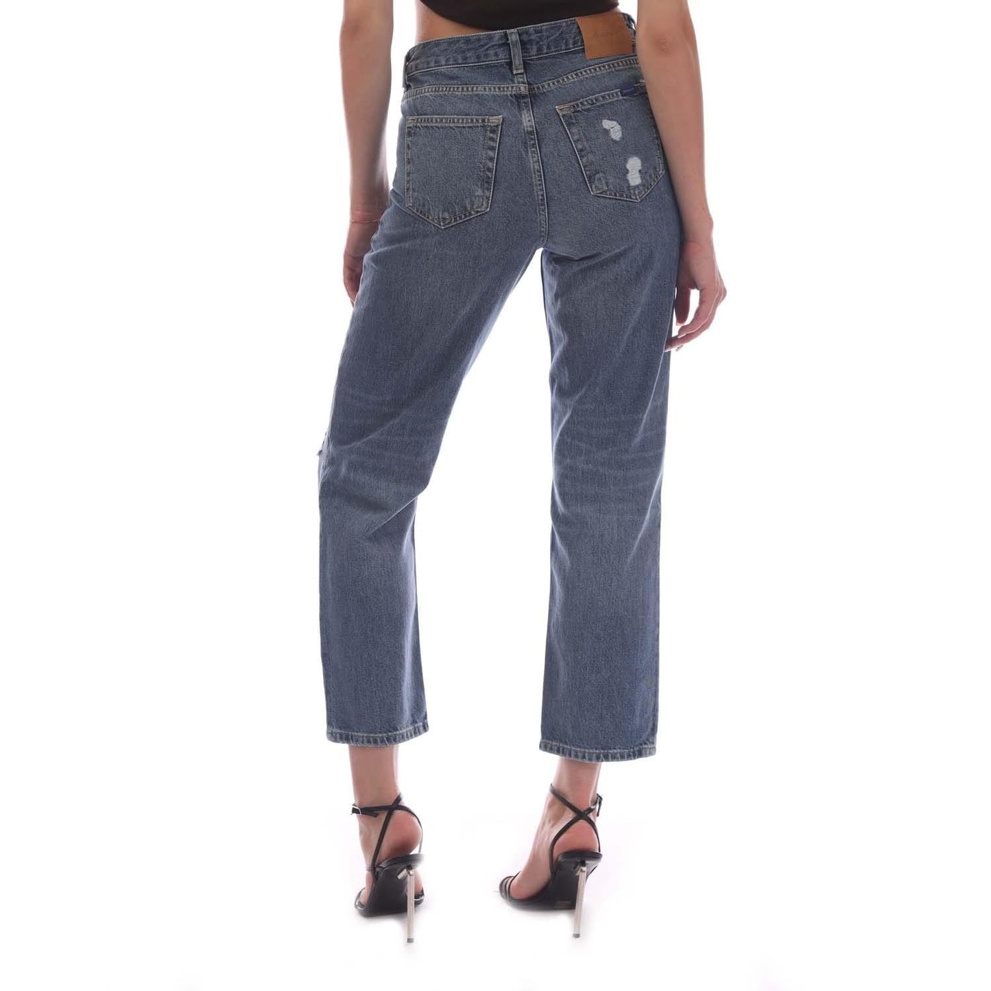 Blue - Back - Gant Womens-Ladies Camie Ripped Cropped Relaxed Fit Jeans
