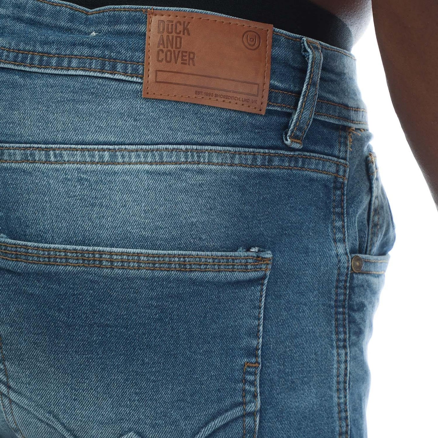 Blue - Side - Duck and Cover Mens Doves Slim Jeans
