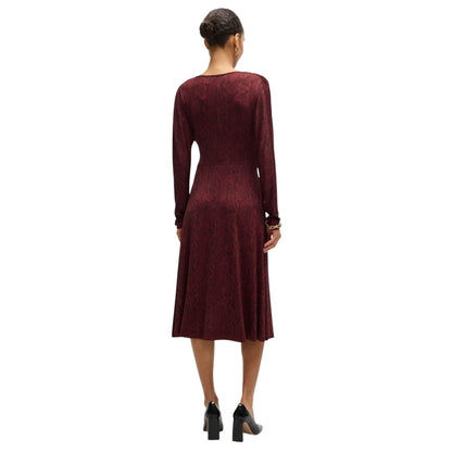 Red - Back - Boss Womens-Ladies Ettita All-Over Print Wrap Front Casual Dress