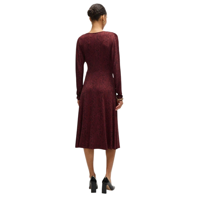 Red - Back - Boss Womens-Ladies Ettita All-Over Print Wrap Front Casual Dress