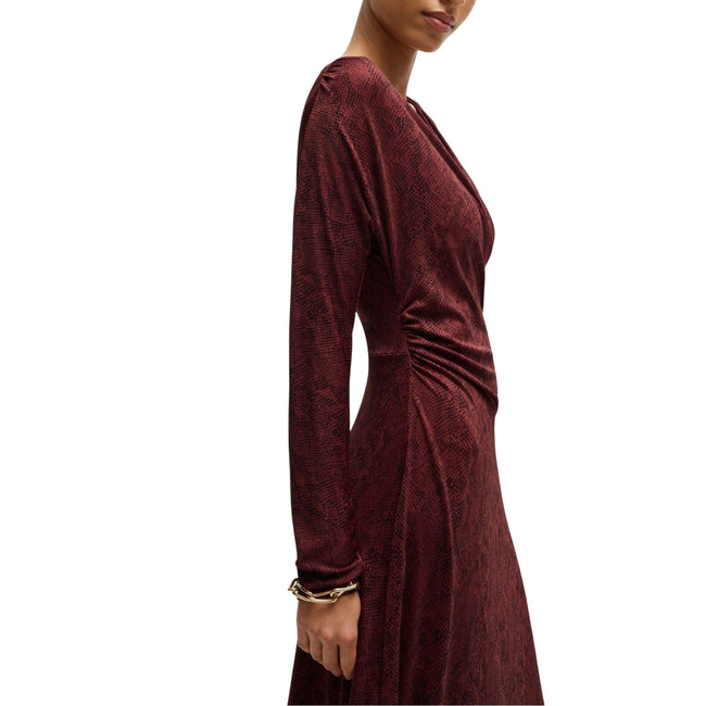 Red - Side - Boss Womens-Ladies Ettita All-Over Print Wrap Front Casual Dress