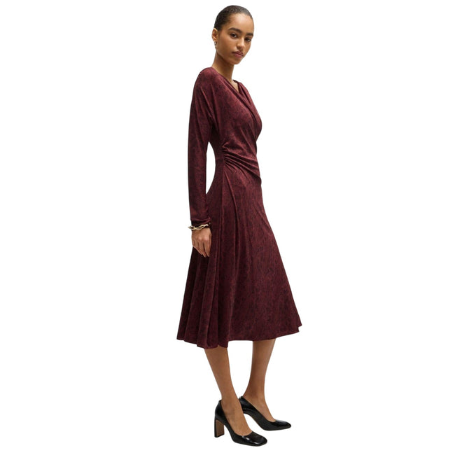 Red - Pack Shot - Boss Womens-Ladies Ettita All-Over Print Wrap Front Casual Dress