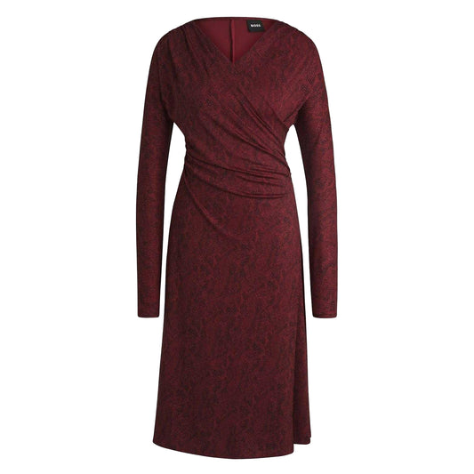 Red - Front - Boss Womens-Ladies Ettita All-Over Print Wrap Front Casual Dress