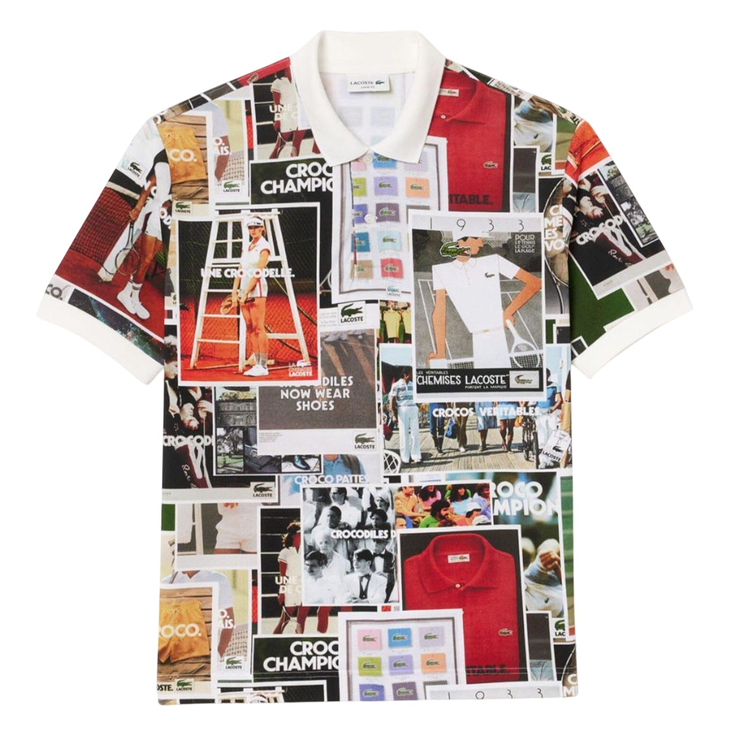 Multicoloured - Front - Lacoste Mens L.12.12 Printed Loose Fit Polo Shirt