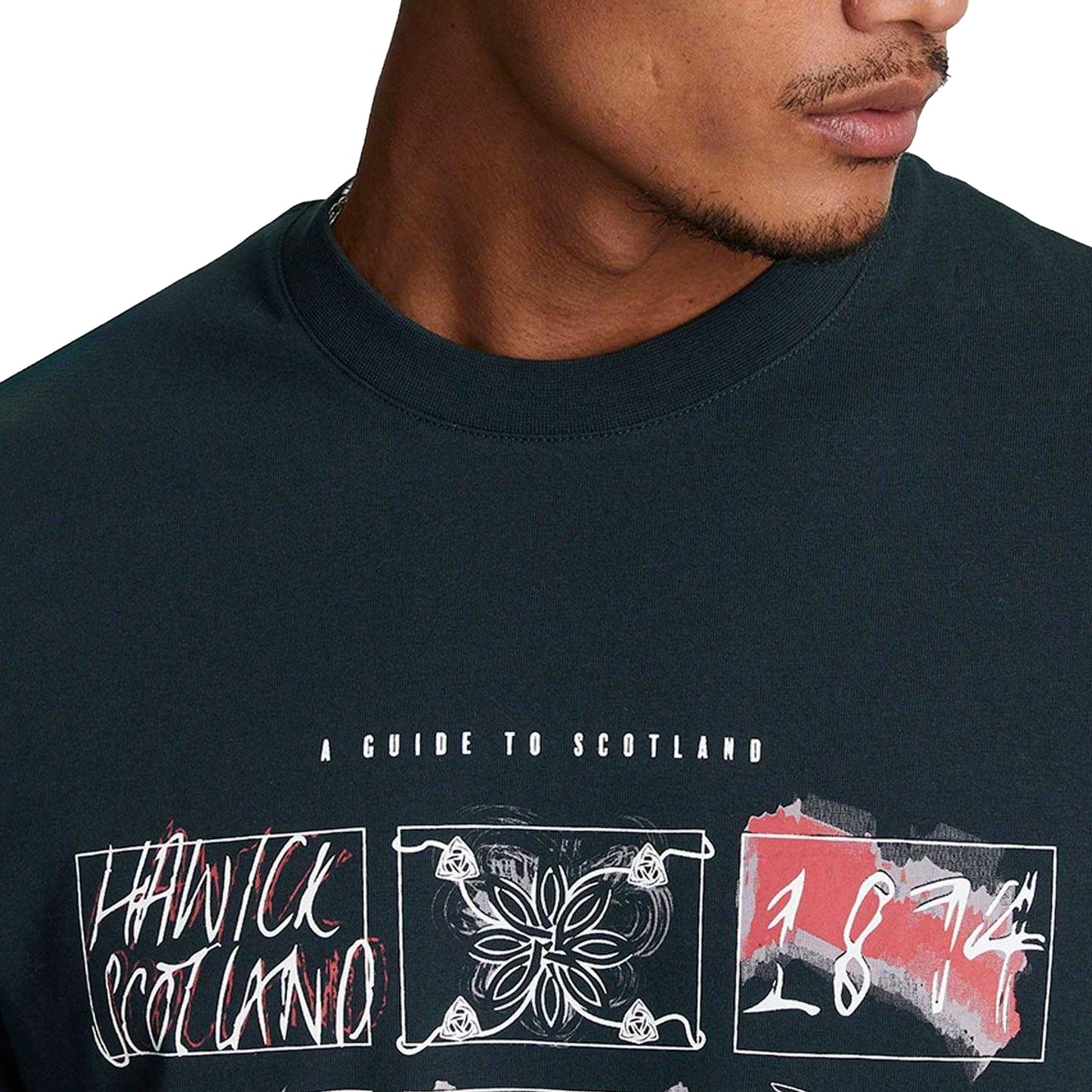 Navy - Side - Lyle & Scott Mens A Guide To Scotland Graphic T-Shirt