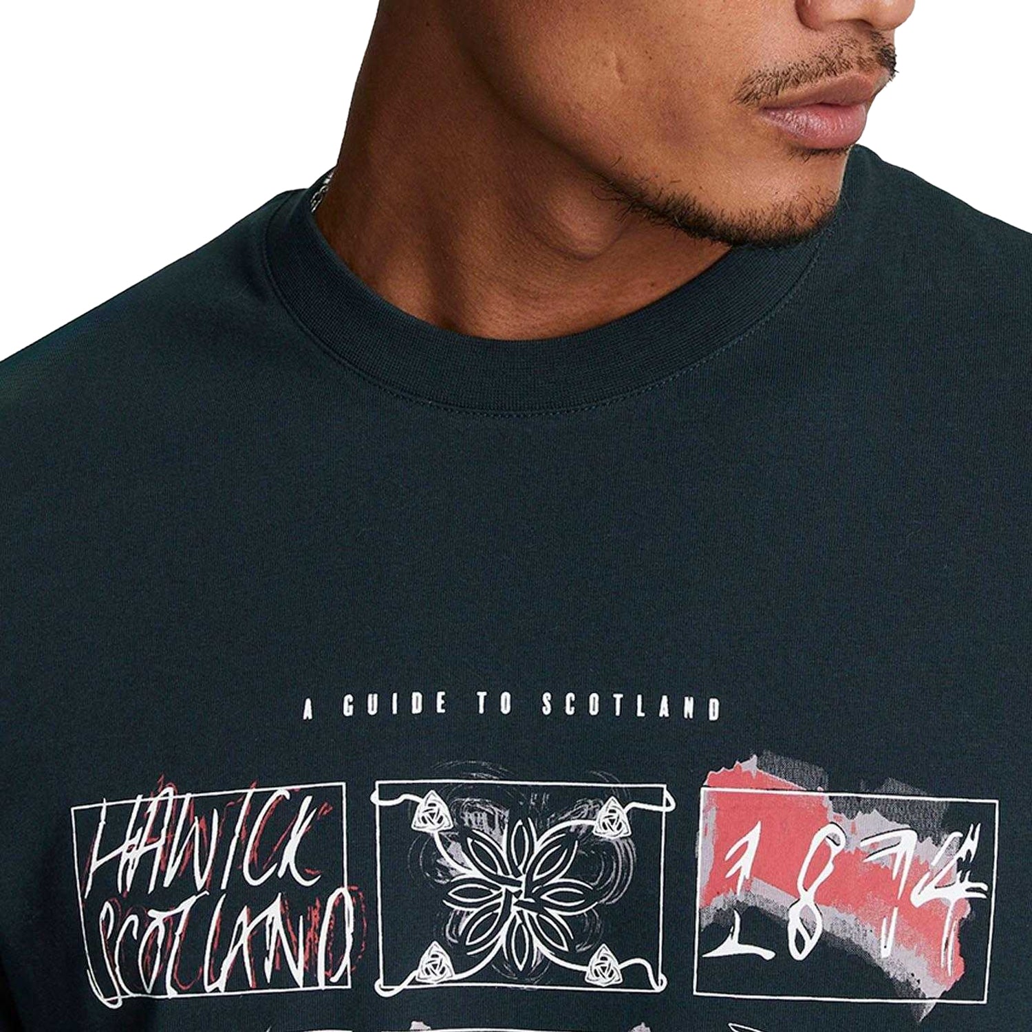 Navy - Side - Lyle & Scott Mens A Guide To Scotland Graphic T-Shirt