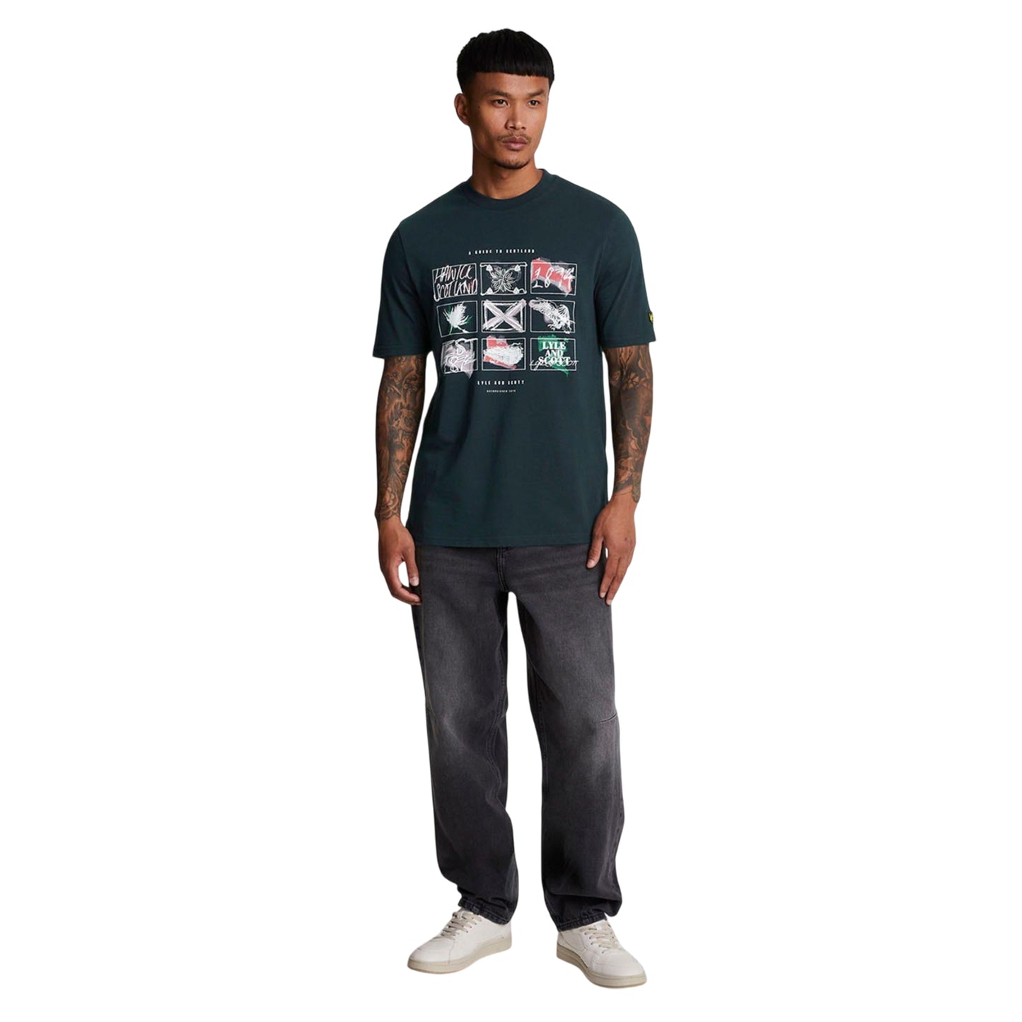 Navy - Pack Shot - Lyle & Scott Mens A Guide To Scotland Graphic T-Shirt