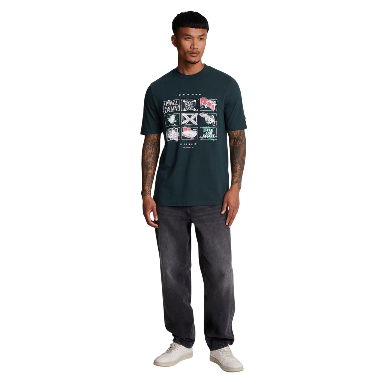 Navy - Pack Shot - Lyle & Scott Mens A Guide To Scotland Graphic T-Shirt
