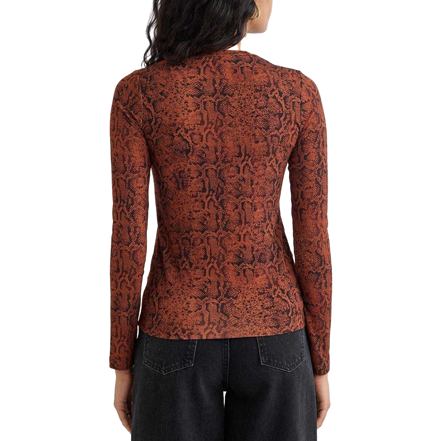 Brown-Black - Back - Nobody´s Child Womens-Ladies Spencer Animal Print Long-Sleeved Top