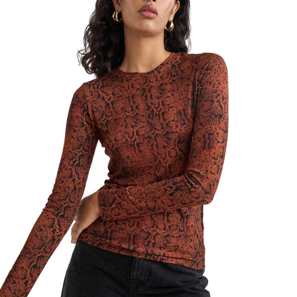 Brown-Black - Lifestyle - Nobody´s Child Womens-Ladies Spencer Animal Print Long-Sleeved Top