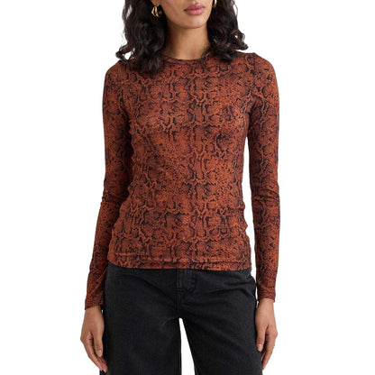 Brown-Black - Front - Nobody´s Child Womens-Ladies Spencer Animal Print Long-Sleeved Top