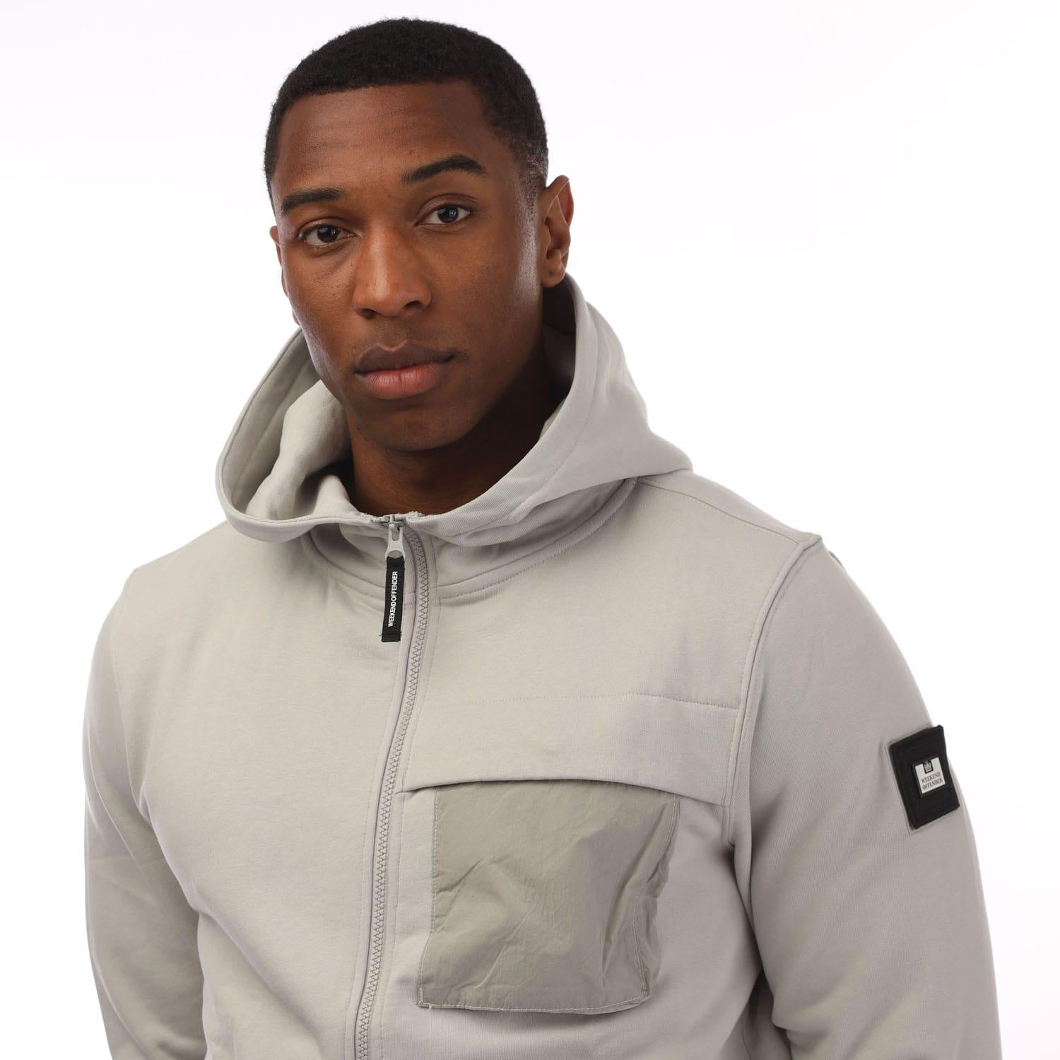 Light Grey - Side - Weekend Offender Mens Daponte Full Zip Hoodie