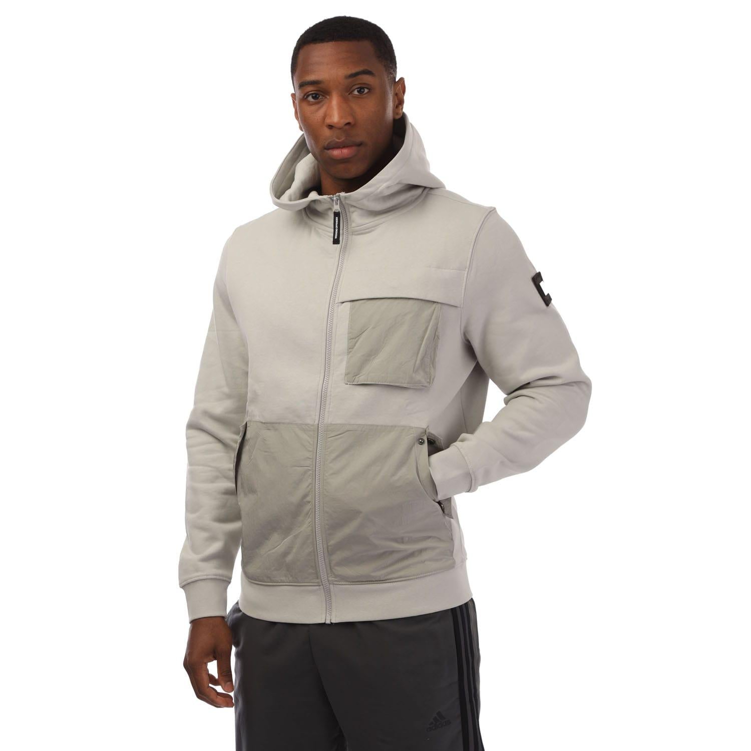 Light Grey - Front - Weekend Offender Mens Daponte Full Zip Hoodie