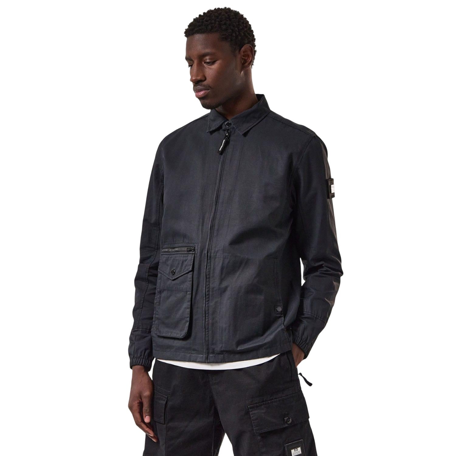 Black - Close up - Weekend Offender Mens Vinnie Pocket Overshirt
