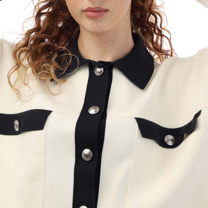 Cream-Black - Side - Boss Womens-Ladies Femolia Knitted Cropped Jacket