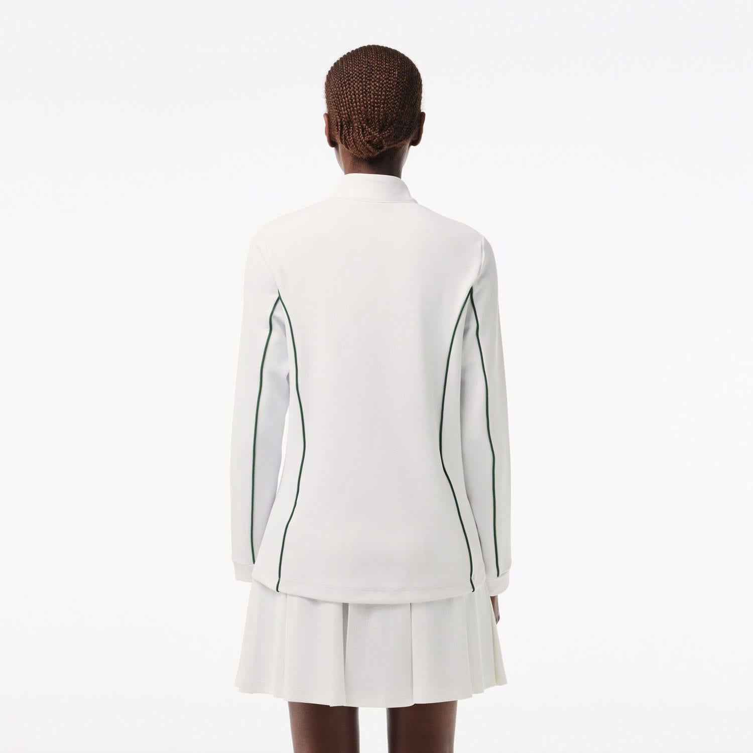 White-Green - Back - Lacoste Womens-Ladies Layered Slim Tennis Sweatshirt