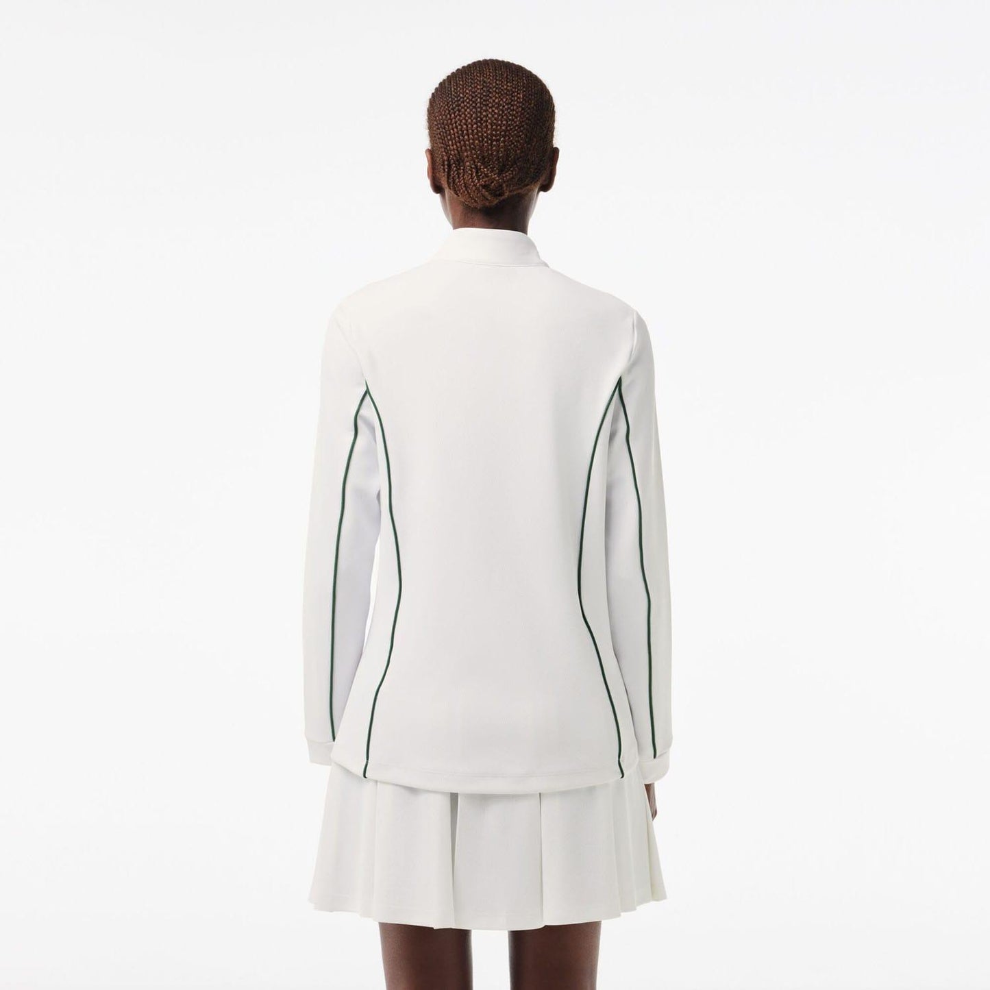 White-Green - Back - Lacoste Womens-Ladies Layered Slim Tennis Sweatshirt