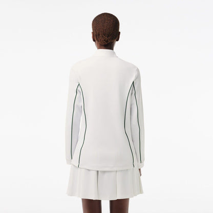 White-Green - Back - Lacoste Womens-Ladies Layered Slim Tennis Sweatshirt