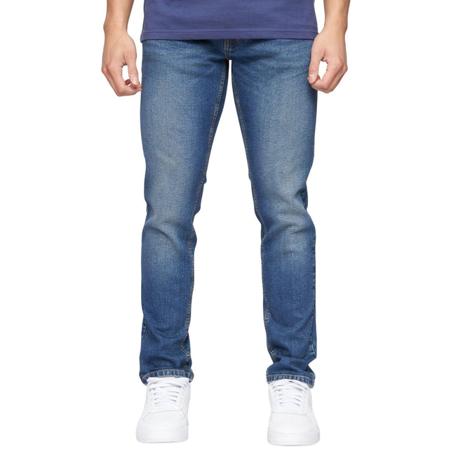 Stone Wash - Front - Crosshatch Mens Buraca Slim Jeans