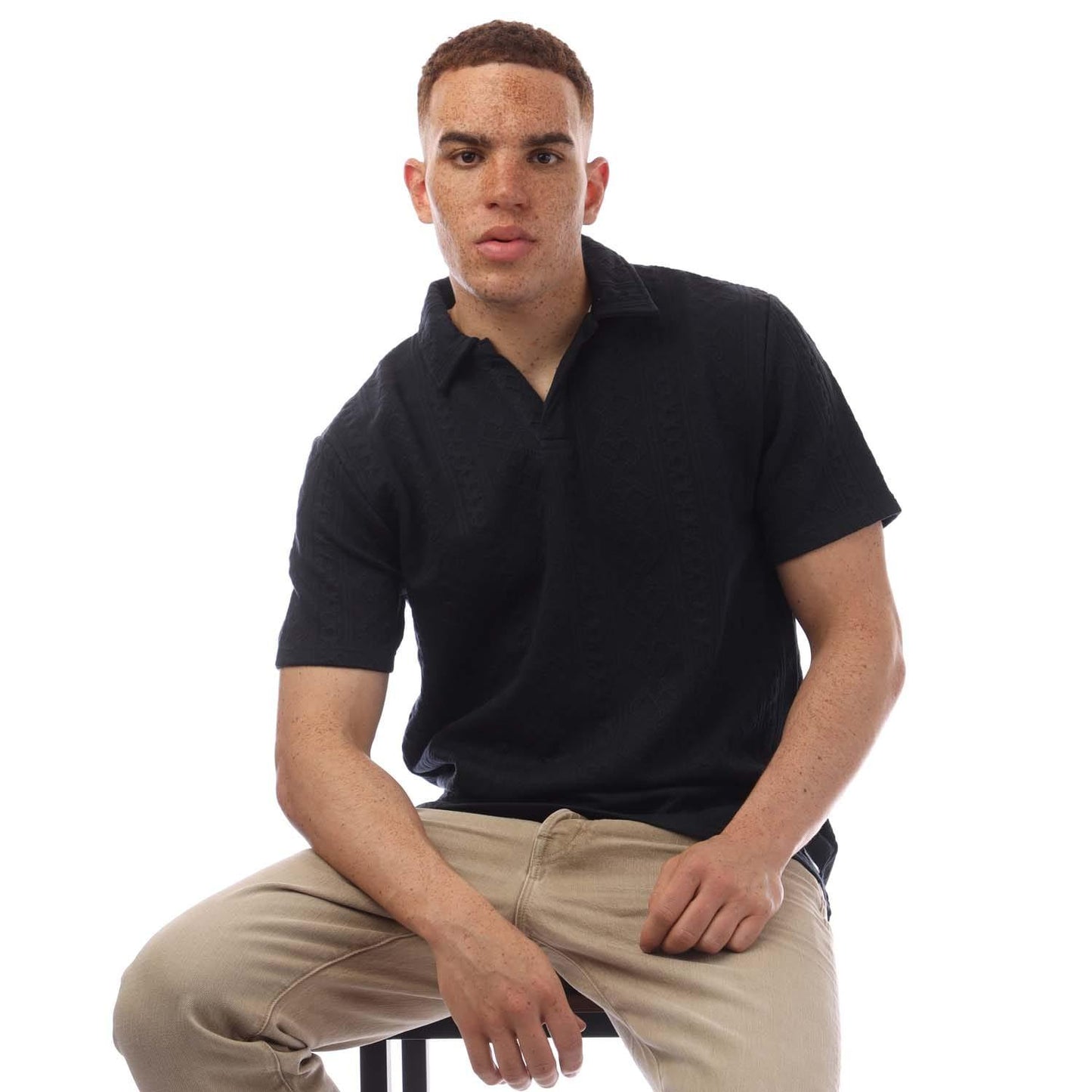 Navy - Side - Luke 1977 Mens El Rama Knitted Polo Shirt