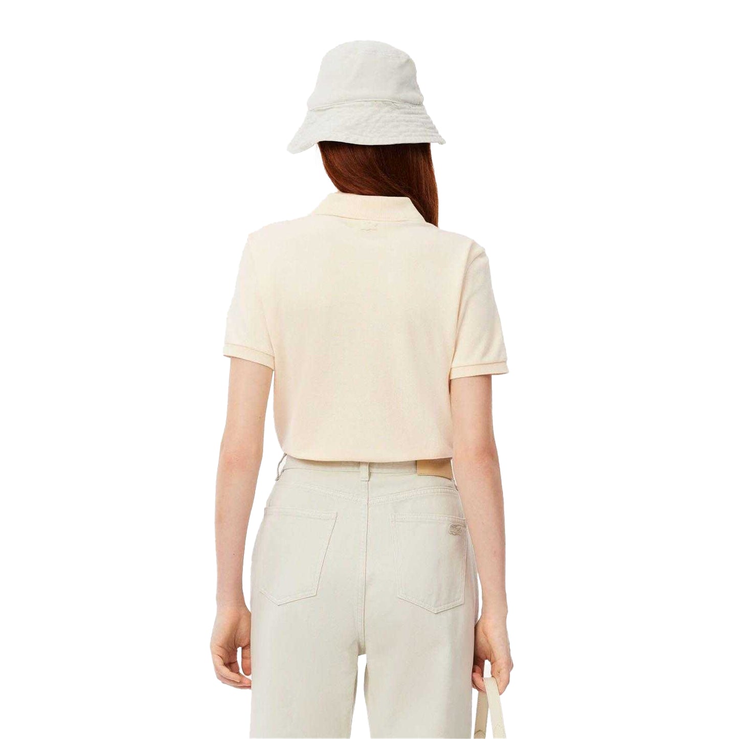 White - Back - Lacoste Womens-Ladies Washed Petit Pique Slim Polo Shirt