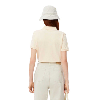 White - Back - Lacoste Womens-Ladies Washed Petit Pique Slim Polo Shirt