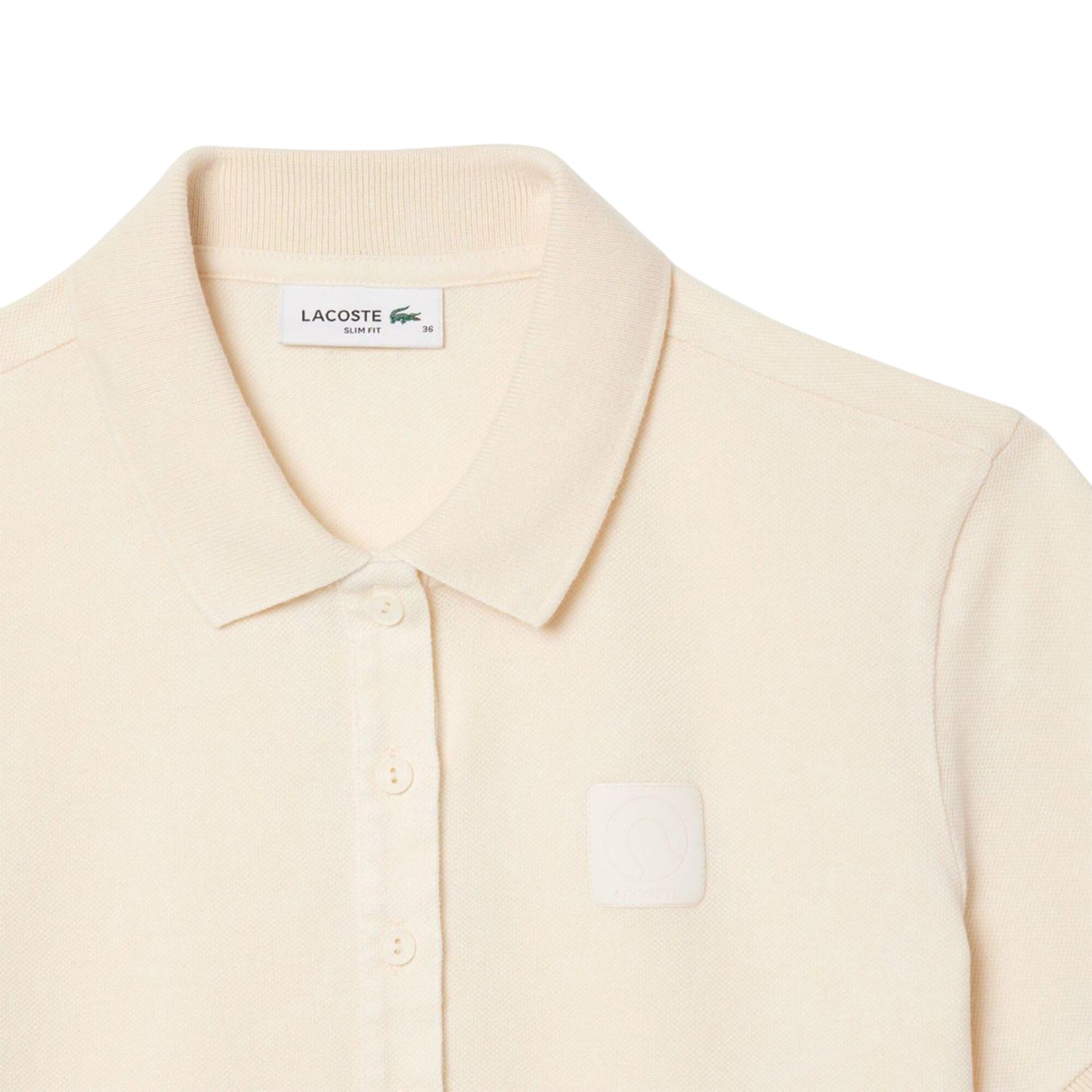 White - Side - Lacoste Womens-Ladies Washed Petit Pique Slim Polo Shirt
