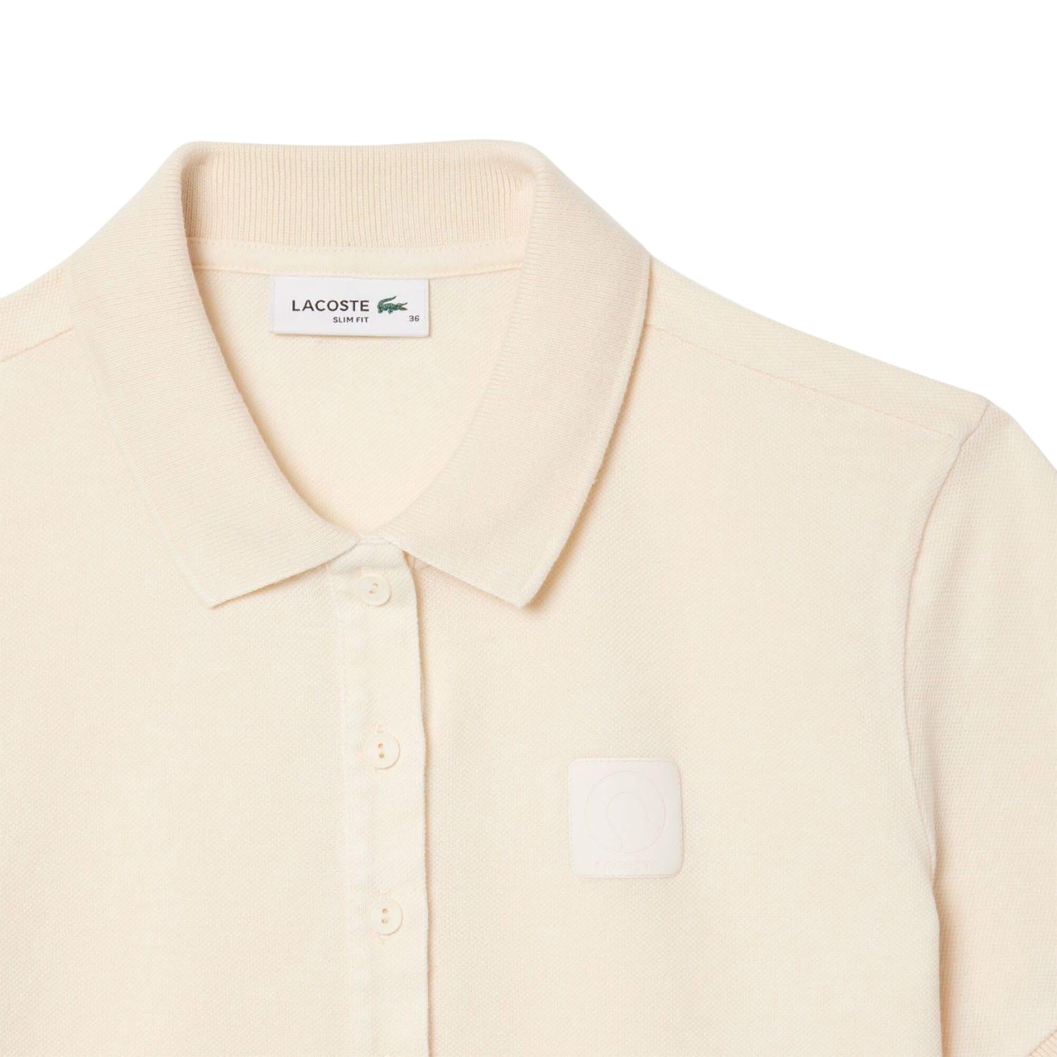 White - Side - Lacoste Womens-Ladies Washed Petit Pique Slim Polo Shirt