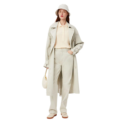 White - Close up - Lacoste Womens-Ladies Washed Petit Pique Slim Polo Shirt