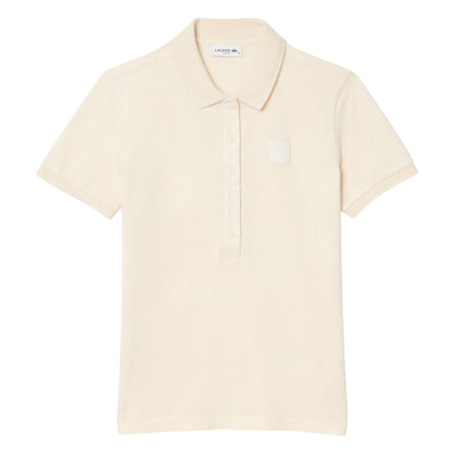 White - Front - Lacoste Womens-Ladies Washed Petit Pique Slim Polo Shirt