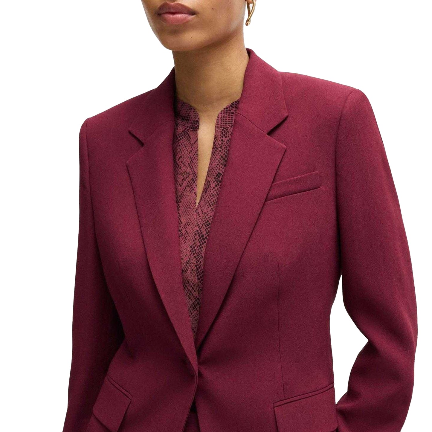 Red - Side - Boss Womens-Ladies Janerani1 Slim Blazer