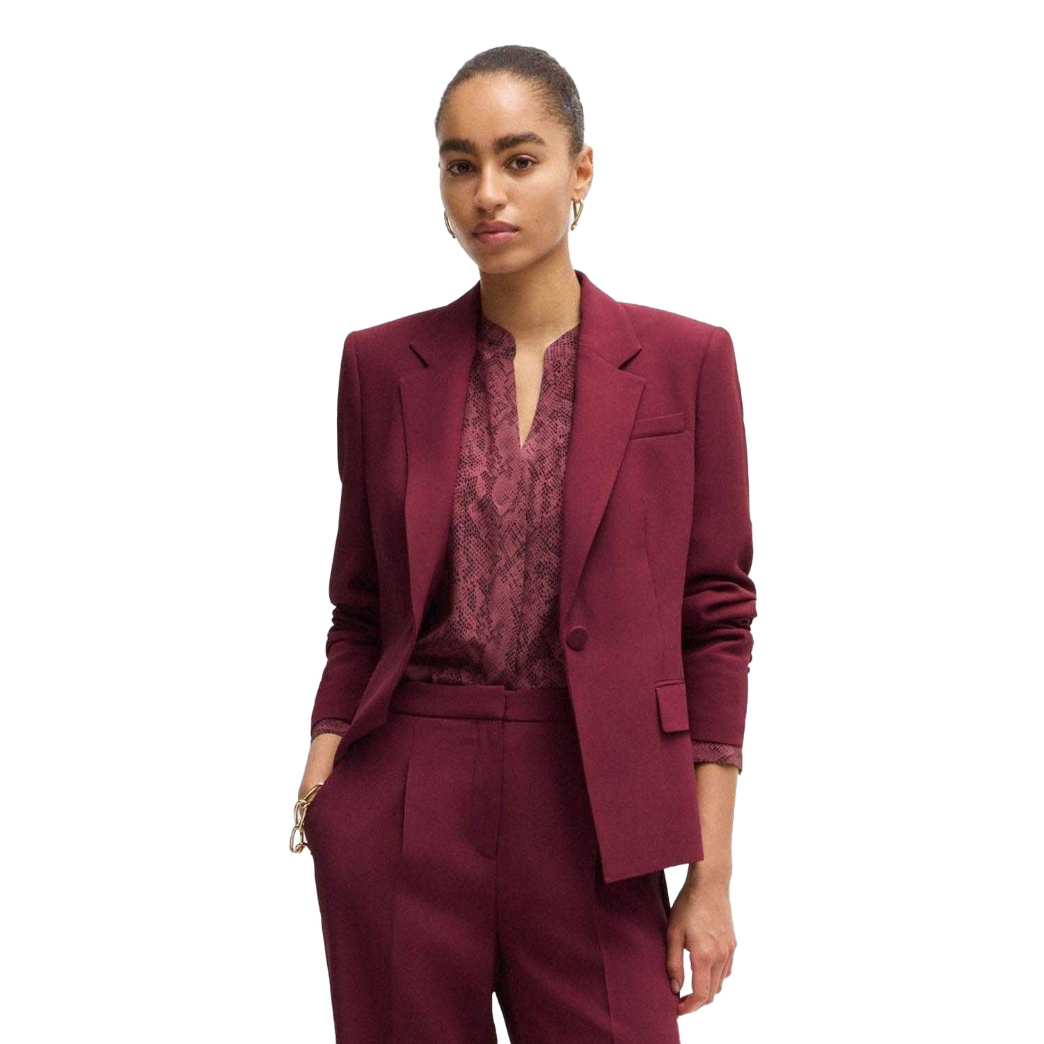 Red - Lifestyle - Boss Womens-Ladies Janerani1 Slim Blazer