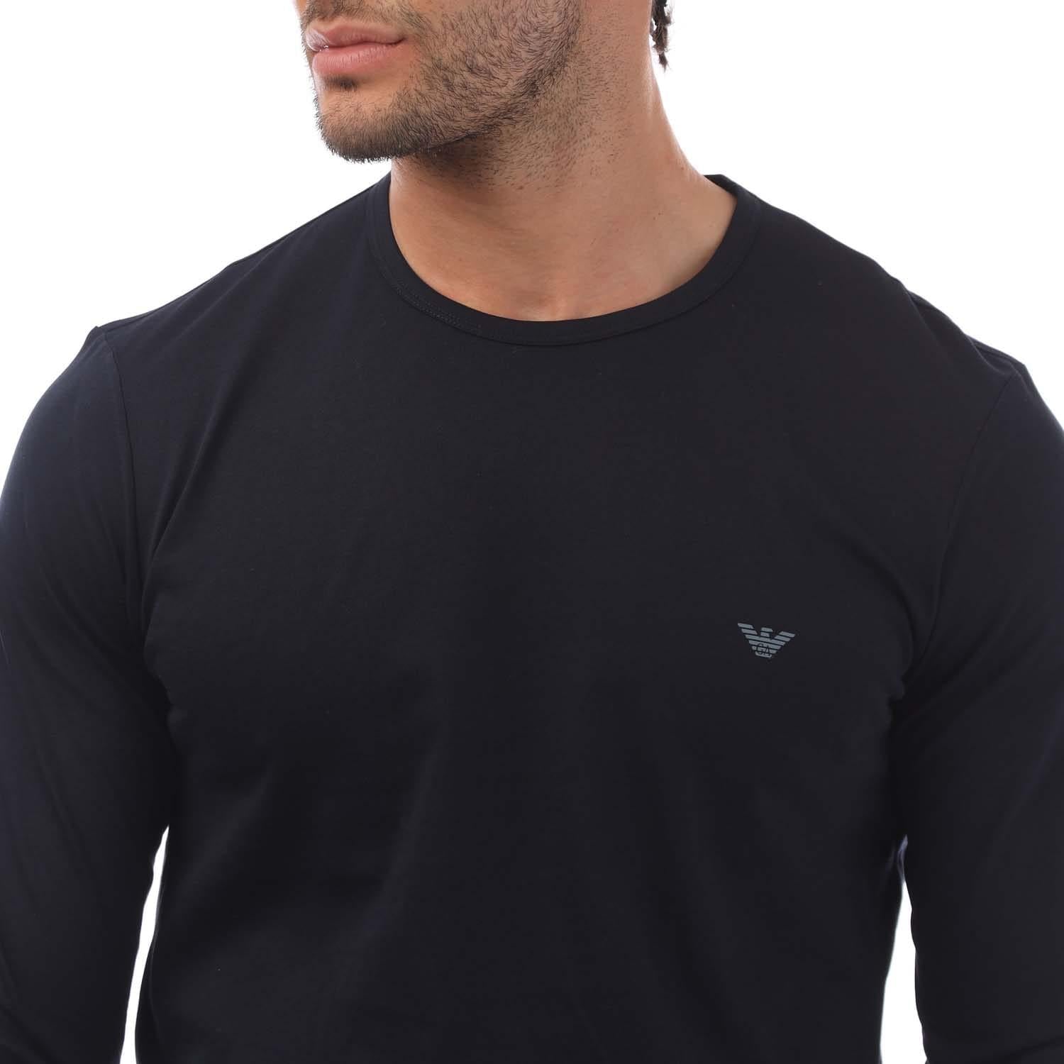 Navy - Side - Emporio Armani Mens Long-Sleeved T-Shirt
