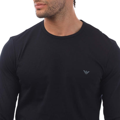 Navy - Side - Emporio Armani Mens Long-Sleeved T-Shirt