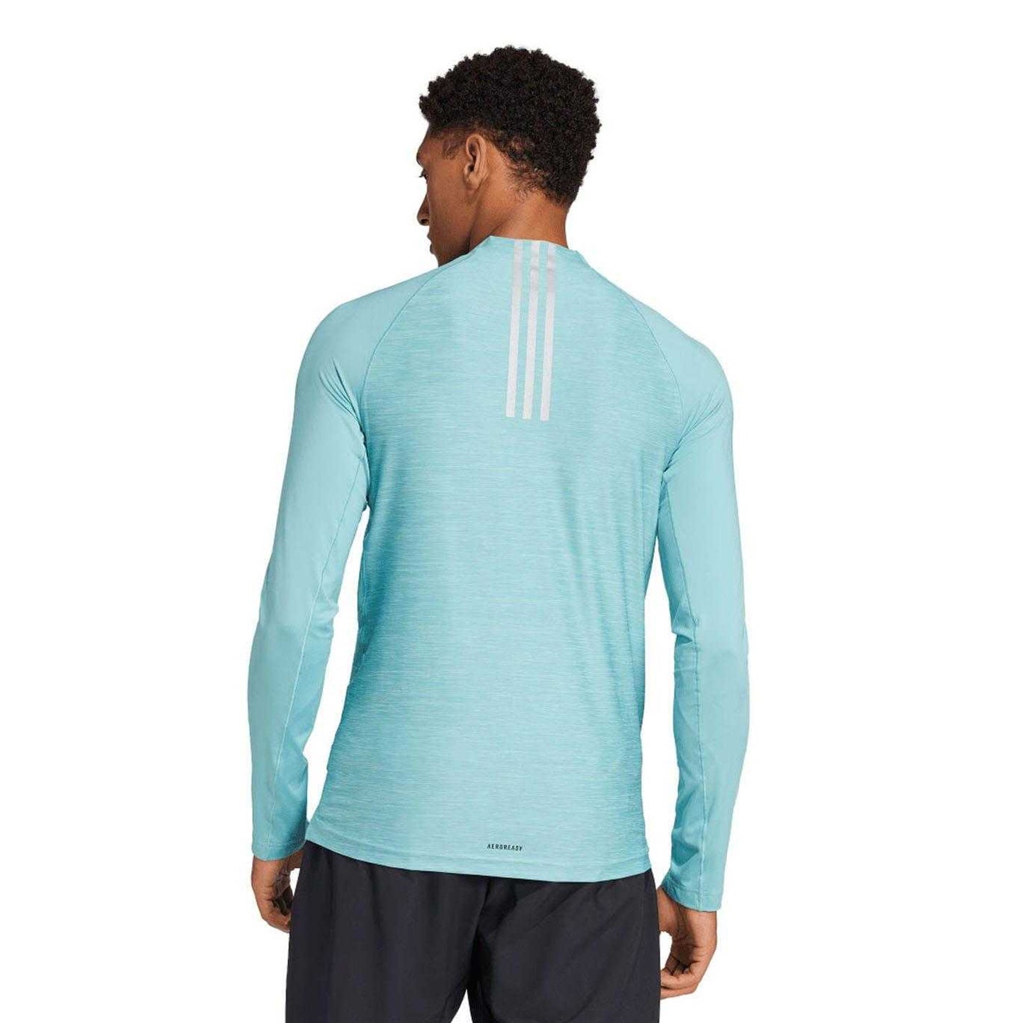 Light Blue - Back - Adidas Mens Gym+ Quarter Zip Training Pullover