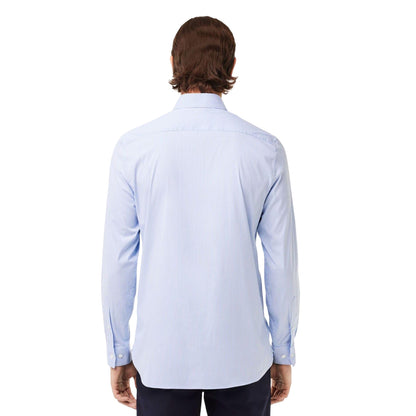 Light Blue - Back - Lacoste Mens Striped Poplin Stretch Slim Shirt