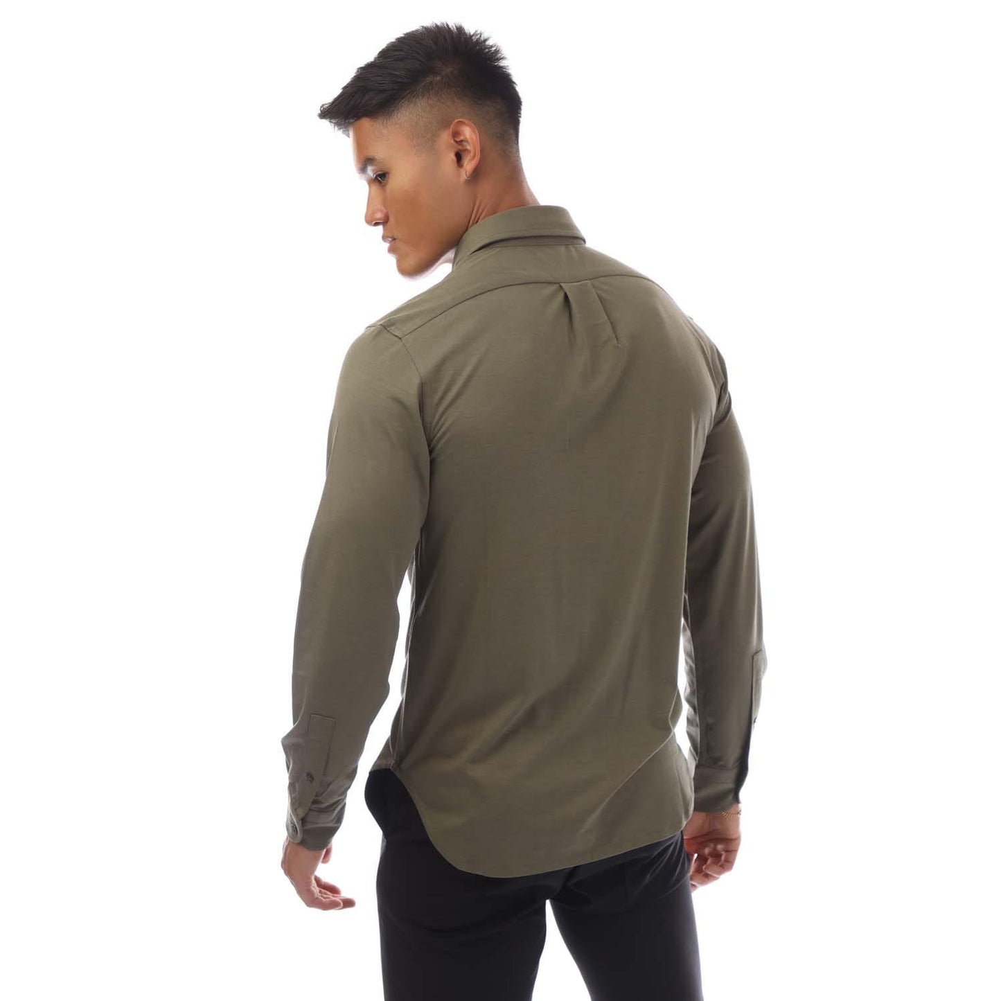 Green - Side - Tom Ford Mens Silk Cotton Blend Shirt