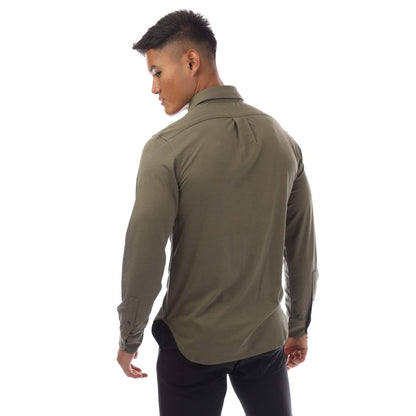 Green - Side - Tom Ford Mens Silk Cotton Blend Shirt
